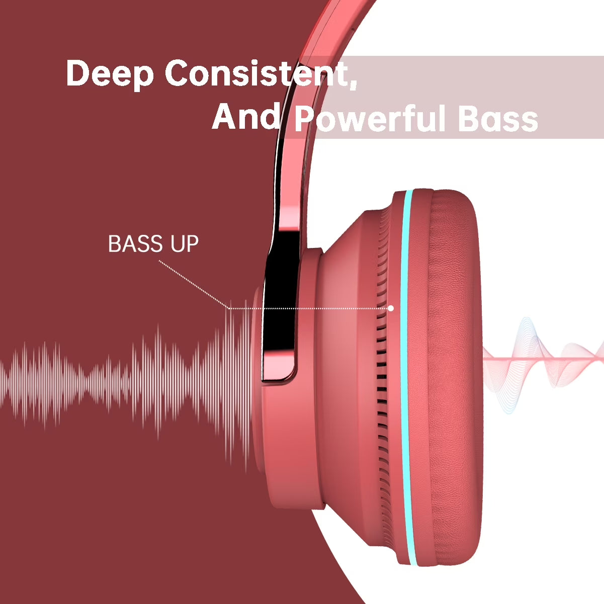 Wireless On-Ear Headphones, Upgraded Bass Hifi Stereo, Foldable and Wireless Wired Mode, Noise Isolating Over-Ear Headphones with Mic and Volume Control for Computer Laptop Mobile