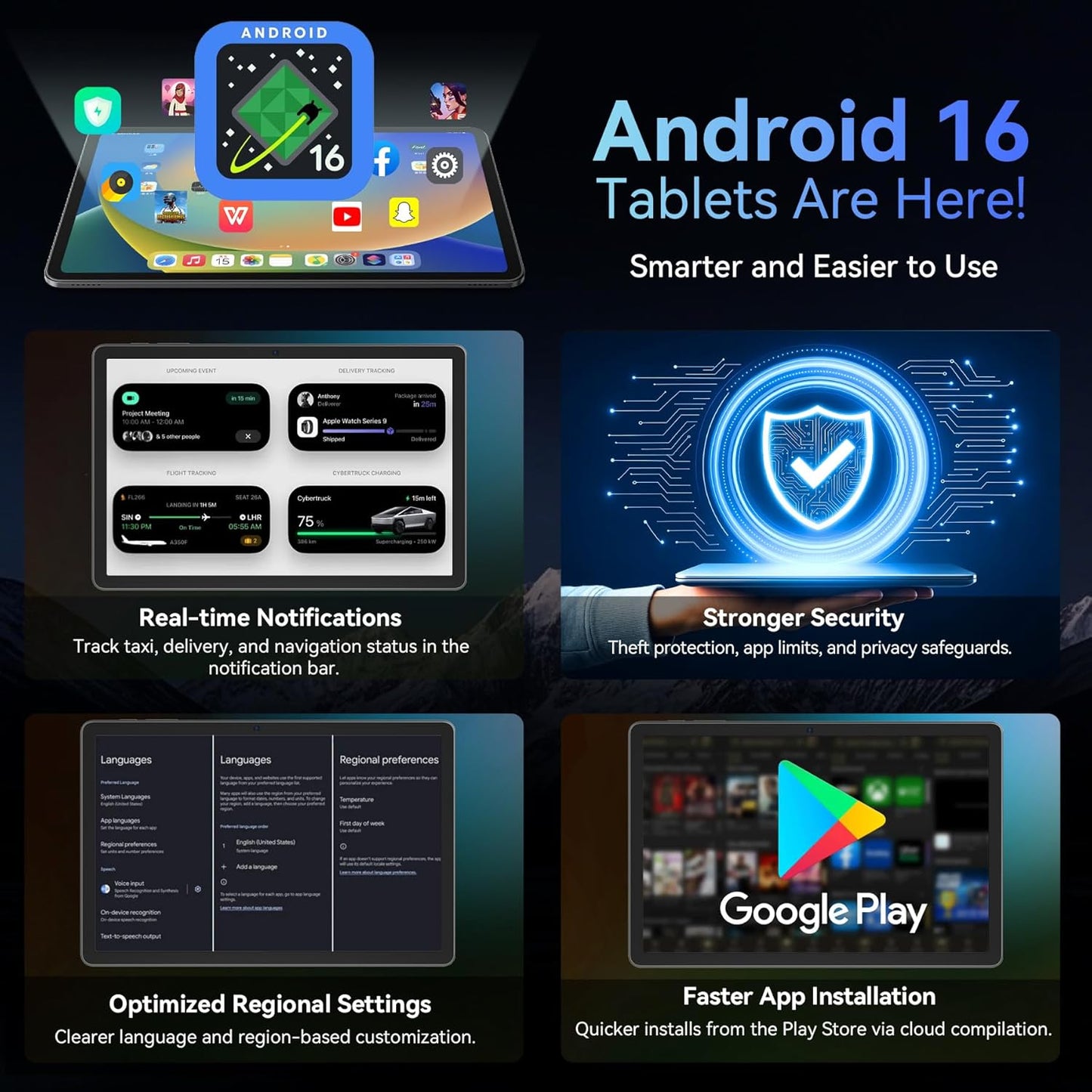 Tablet, 11 Inch Android 16 Tablets with Keyboard Gemini AI 3.5, 24GB+128GB