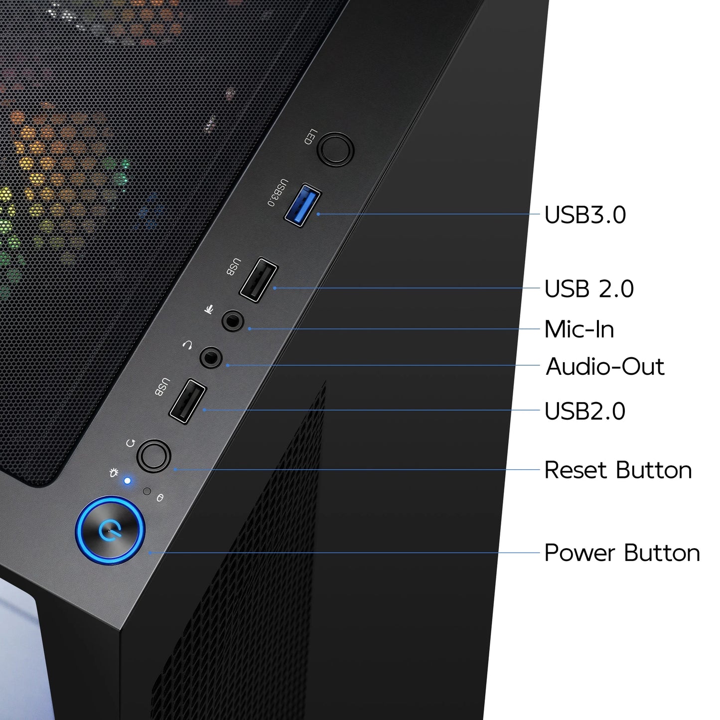 Gaming PC Desktop Computer, Intel Core I7 up to 4.0Ghz, Radeon RX 580 8G, 16G RAM, 512GB M.2 SSD, BX3 550W 80PLUS Bronze PSU, Wifi 5, RGB Fan X5, Windows 11 Home, Black PC