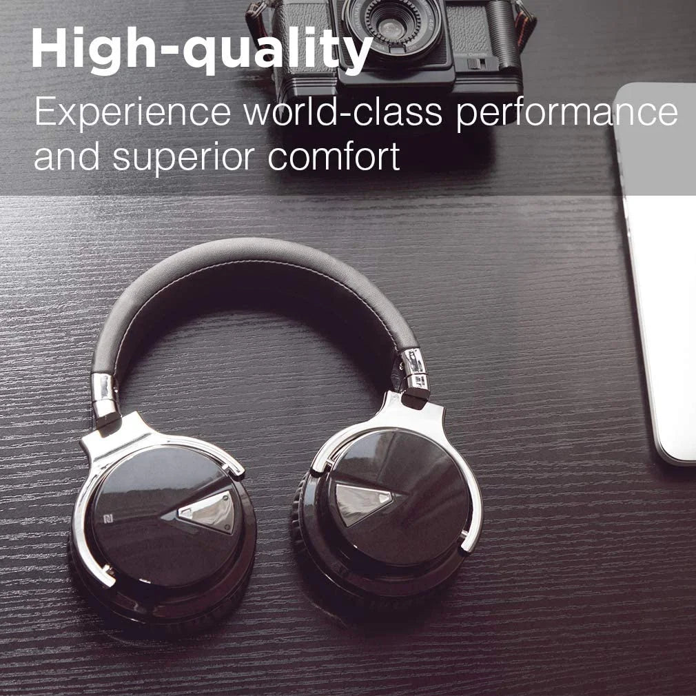 E7 Active Noise Cancelling Headphones Bluetooth Headphones with Mic Deep Bass Wireless Headphones over Ear(Black)