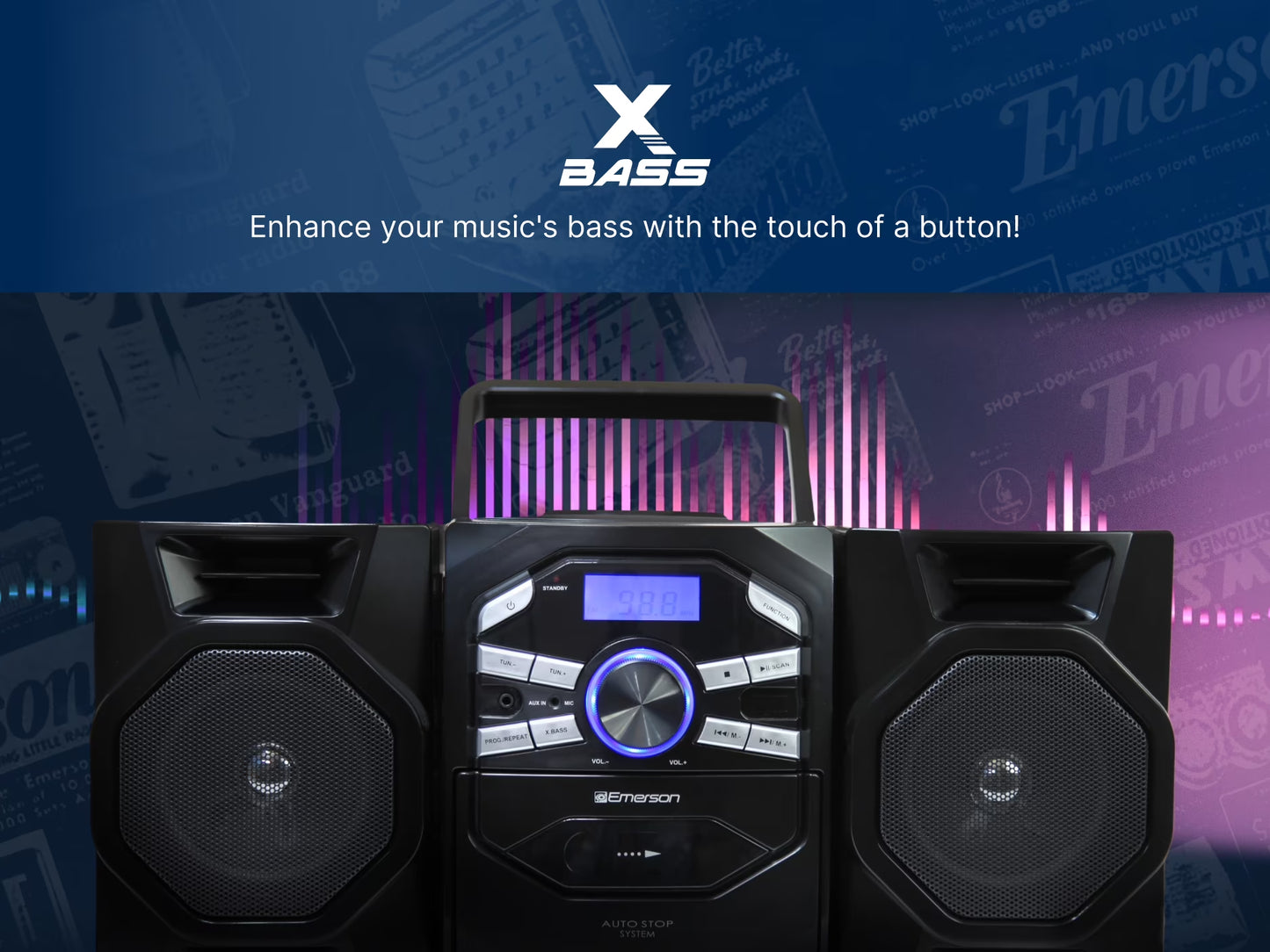 EPB-4000 Portable CD & Cassette Stereo Boombox with AM/FM Radio, Black