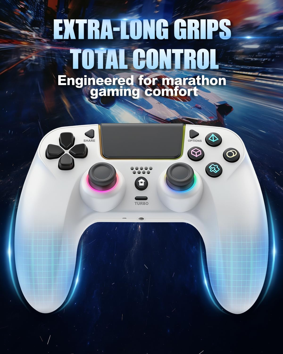 LED Wireless Controller for PS5 with Hall Effect Joystick and Trigger,4 Macron Boutton Extended Grip Controller Compatible with PS5 Pro/Slim, Dual Vibration, Remap/Turbo Function
