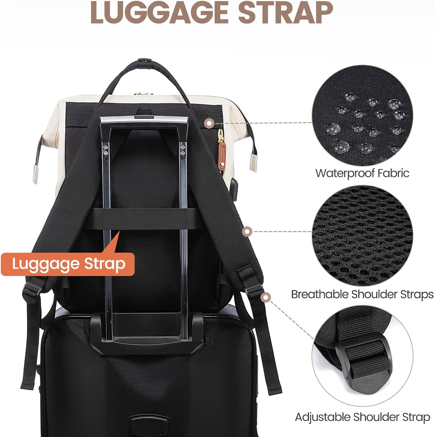 Laptop Backpack for Women, 15.6 Inch Work Business Backpacks Purse with Large Ca