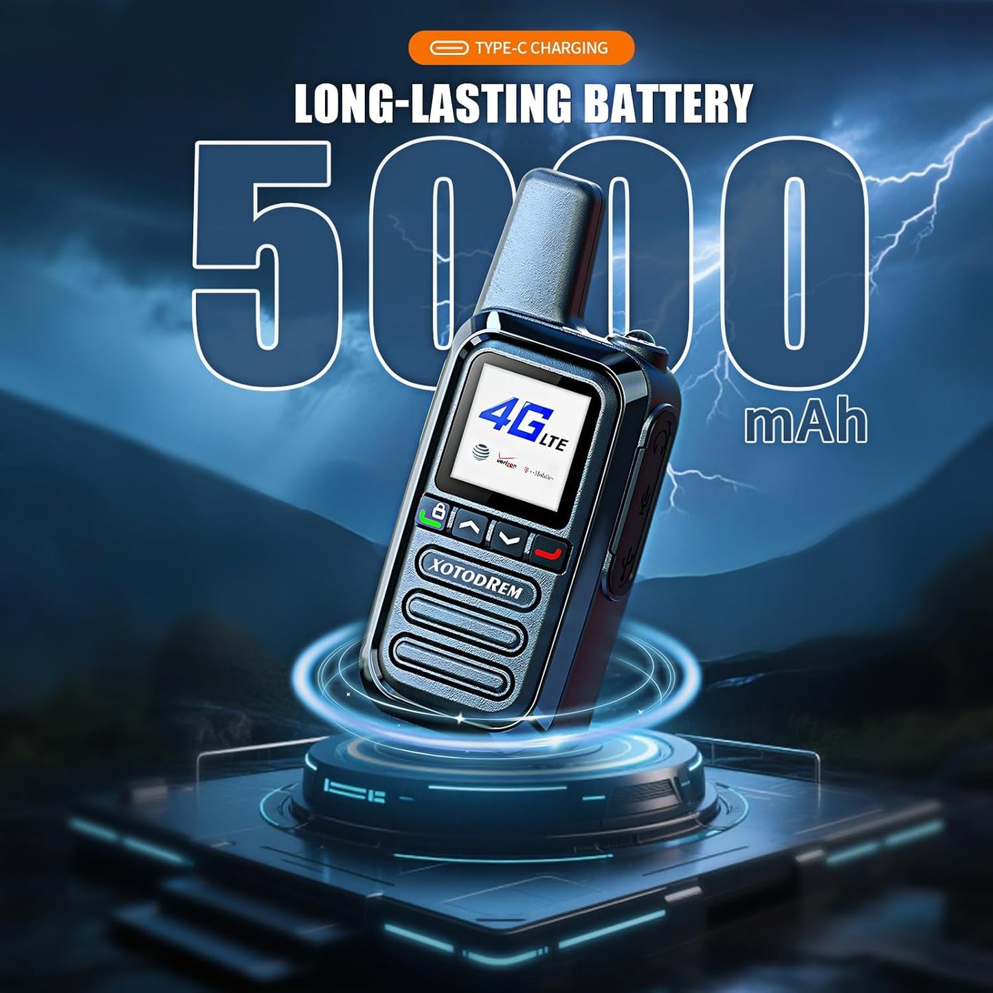 Global Lifetime Free Rapid Walkie Talkies Unlimited Range 4G LTE Poc(Push-To-Talk over Cellular) Radios Nationwide PTT Cellular Radios Long Distance for Family, Logistics, Company 4Pcs with Sim Card