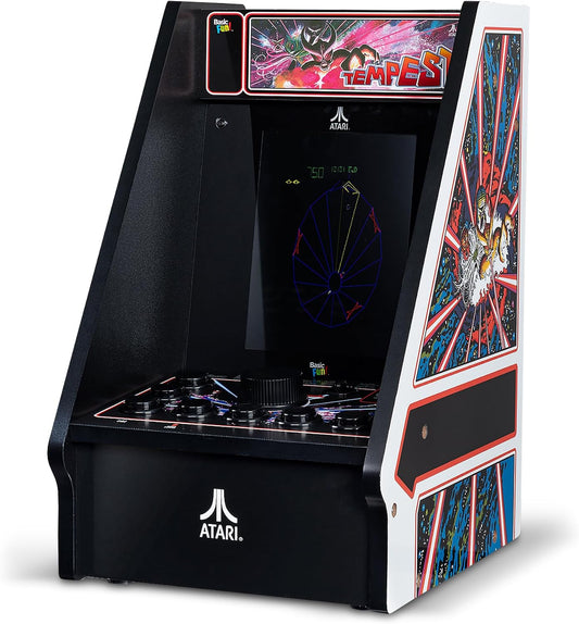 - Atari Tempest Counter Series Game Machine, 5 Games, 8" Liquid Crystal Screen - Mini Cabinet, Portable Gaming, Retro, Countertop Console, Basement Decoration, Man Cave