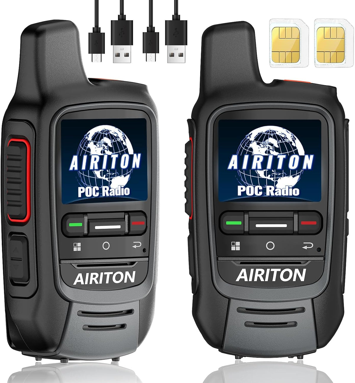 Walkie Talkies Fast Radio Unlimited Range Nationwide 4G Long Distance 5000 Miles Handheld POC Two Way Radio with Headset Push to Talk over Cellular Radio Long Range Walkie Talkies (2 with SIM Card)
