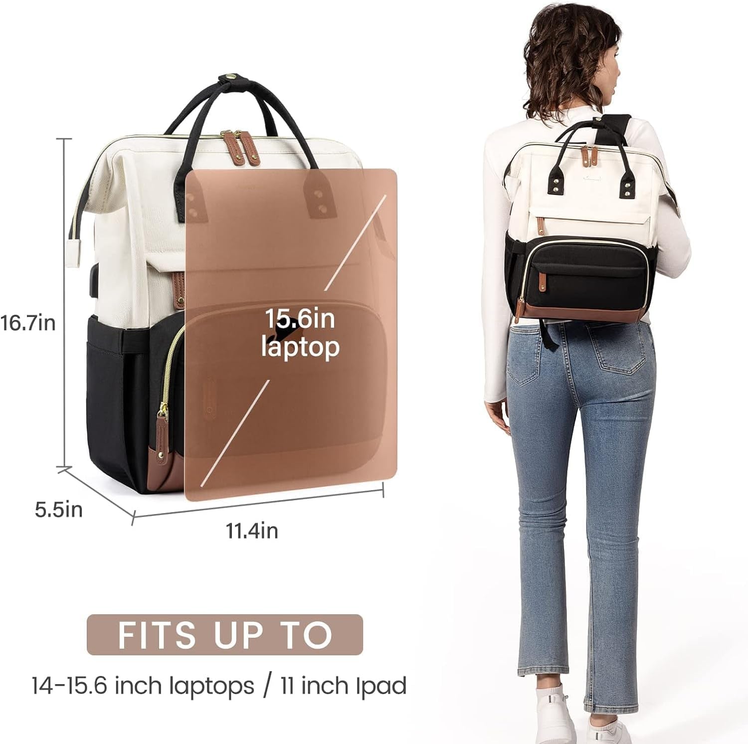 Laptop Backpack for Women, 15.6 Inch Work Business Backpacks Purse with Large Ca