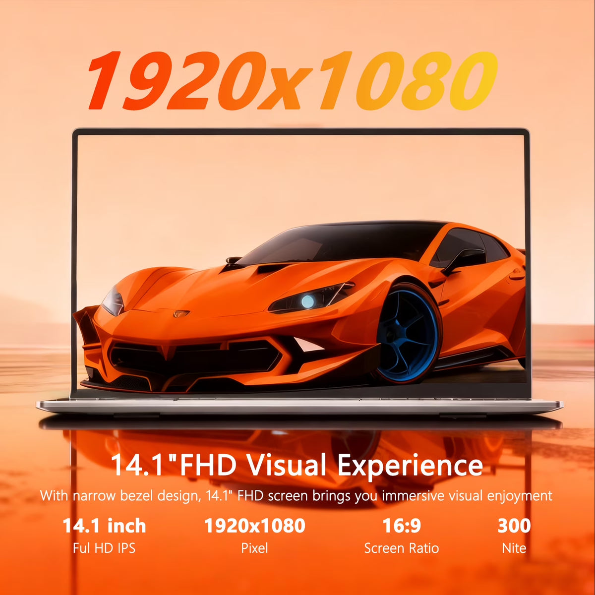 14.1" Laptop Computer, 6GB RAM 128GB SSD, Intel N3450 , HD Display, Windows 11 , Wifi5 BT5.0, Laptop for Business, Student, Office