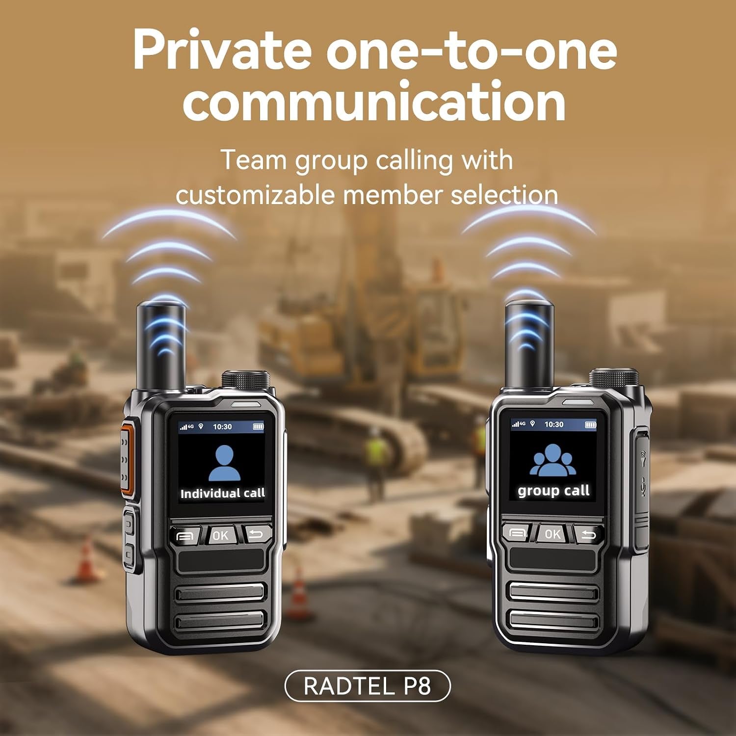 P8 Poc Radio (Push-To-Talk over Cellular), Unlimited Range Nationwide Handheld Walkie Talkies, Rechargeable Two-Way Radios Long Distance GXIN Ham Radio (2 Pack with 2 SIM)