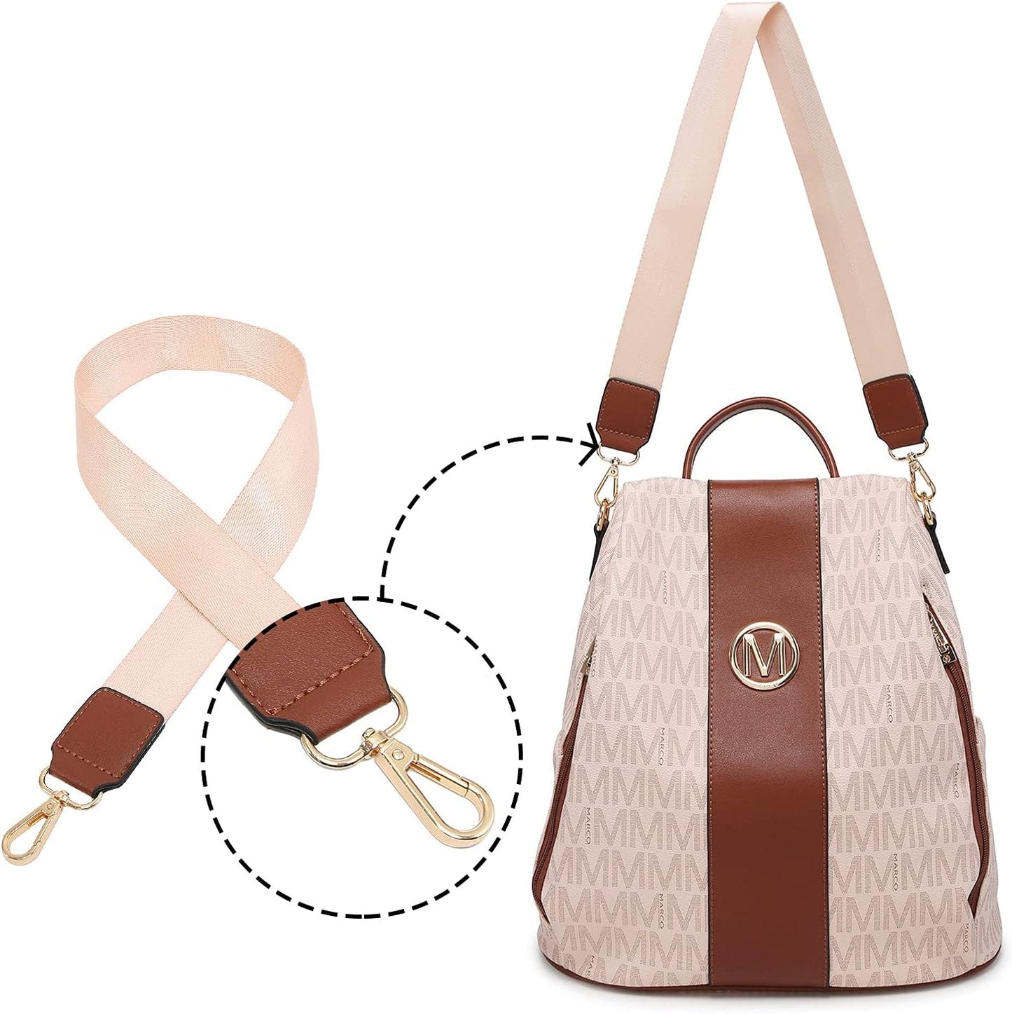 Women Fashion Backpack Purse Multi Pockets Anti-Theft Rucksack Travel Shoulder Bag Handbag Set 2Pcs