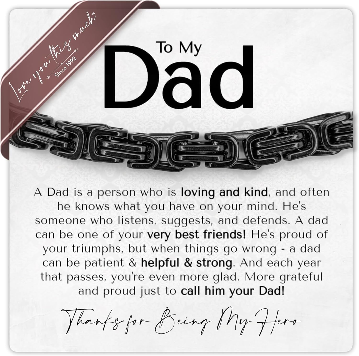 Dad Gift from Daughter | 5Mm Twist Steel Bracelet | 8" + 1" Extender | Daughter to Father Birthday | Luxury Gift Box & Card