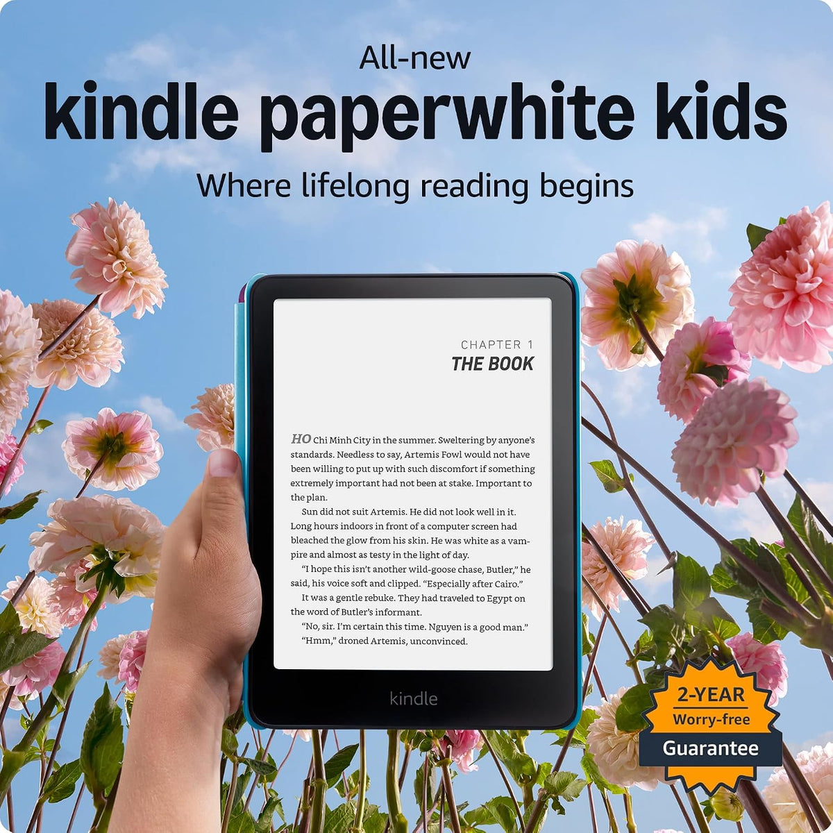 Kindle Paperwhite Kids Essentials Bundle Including All-New Kindle Paperwhite Kids (16GB) - Cyber City and Power Adapter