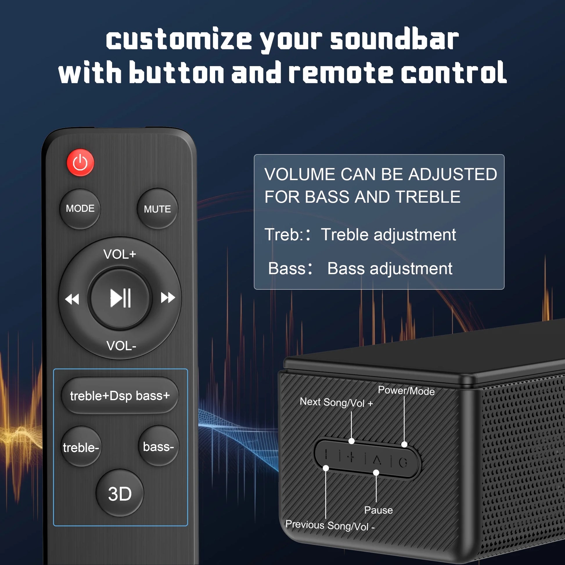 Sound Bar for TV, 200W Peak Power Dolby Atmos Soundbar with Subwoofer, 2.1 CH 3D Surround Home Audio TV Speakers with Remote Control, Bluetooth 5.3/Hdmi-Arc/Aux/Opt