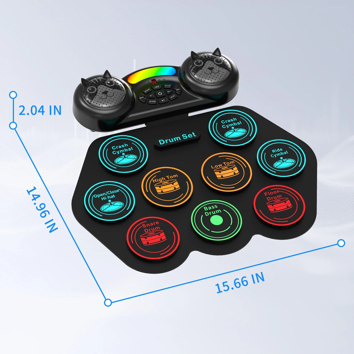 Electronic Drum Set for Kids Adults,9 Pads Portable MIDI Roll-Up Drum Kit with Dual Speakers / Headset Jack / Drumsticks / Foot Pedals,For Beginners