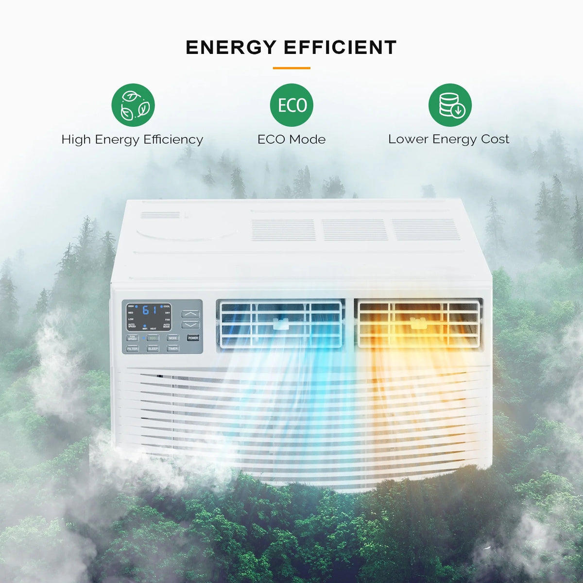Window Air Conditioner with Heat, 8000 BTU Window AC Unit & Heater Combo with APP & Voice Smart Control, Timer Function & Easy Installation Kit, 115V/60Hz
