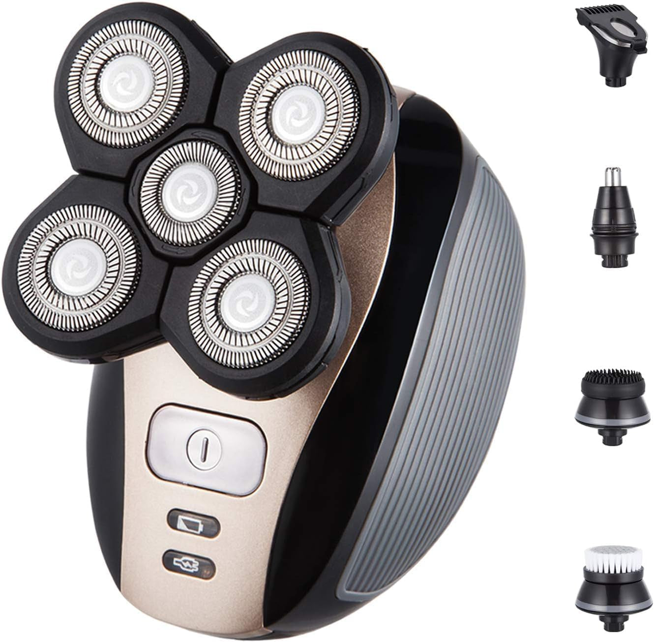 Men'S Electric Bald Razor, 5 in 1 Bald Men'S Head Shaver, IPX7 Waterproof Shaver Heads, Nose Hair Sideburn Trimmer, USB Rechargeable Bald Head Razor