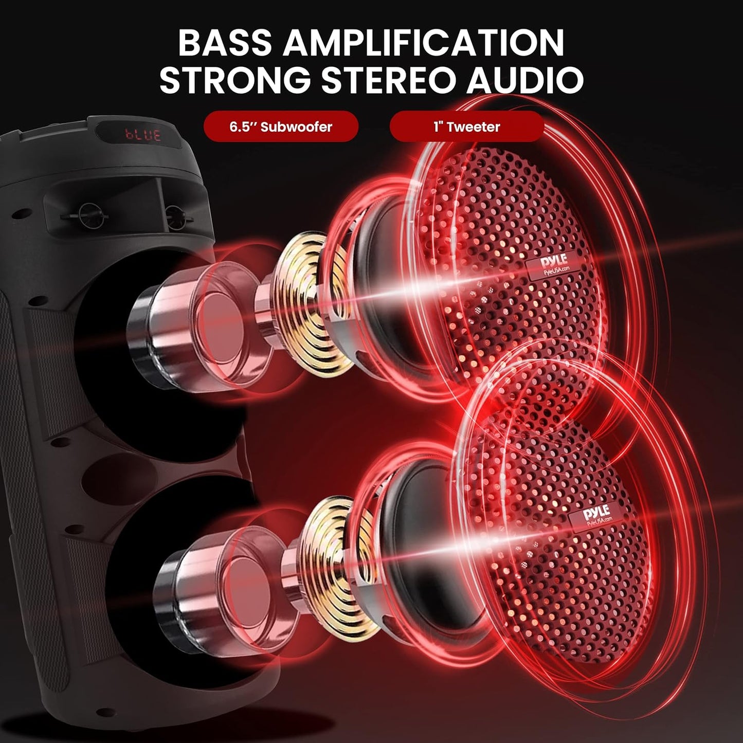 Portable Bluetooth PA Speaker-240W Dual 6.5" Rechargeable Indoor/Outdoor BT Karaoke Audio System-Tws, Party Lights, LED Display, FM/AUX/MP3/USB/SD, 6.5Mm In, Carry Handle-Wireless Mic, Remote