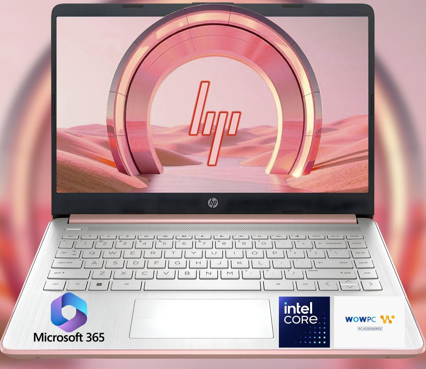 HP 14 Ultrabook Laptop • Intel CPU • 4GB RAM • 128GB UFS • up to 11.5 Hours Battery • Windows 11 Home • Rose Gold