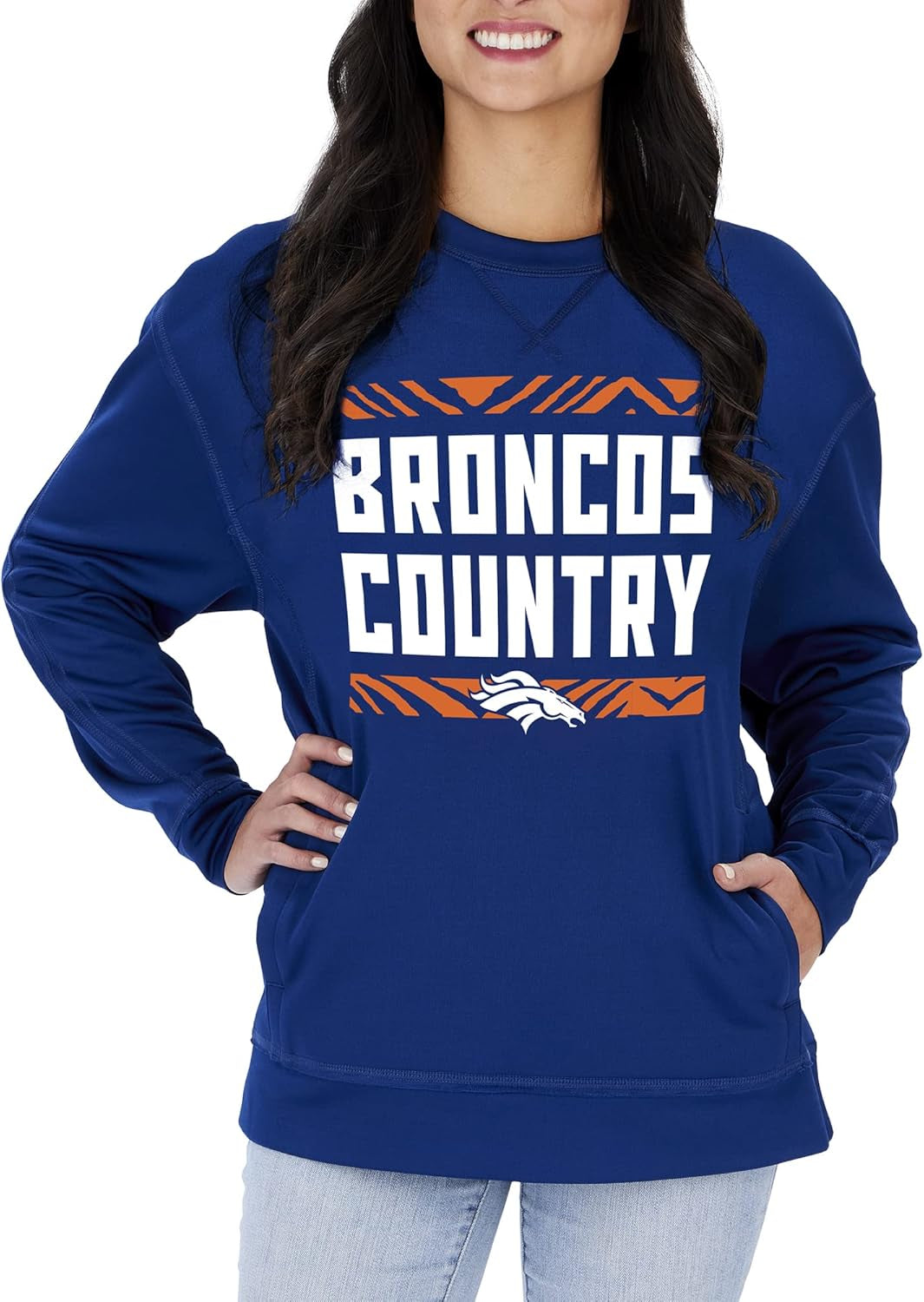 Women'S NFL Team Color and Slogan Sweatshirt with Pocket