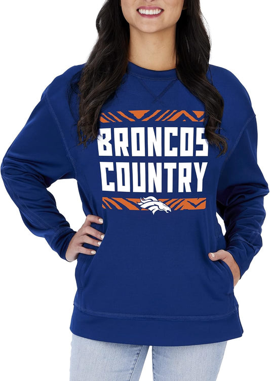 Women'S NFL Team Color and Slogan Sweatshirt with Pocket