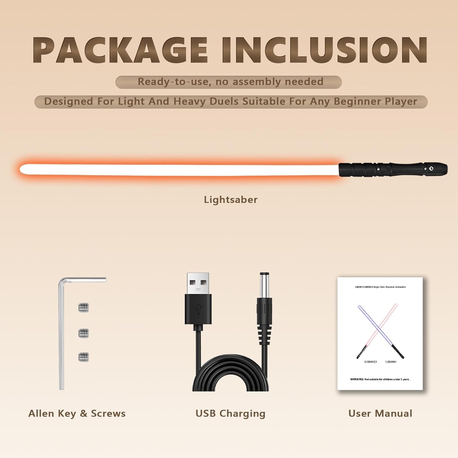 Dueling Lightsaber Smooth Swing Light Sabers |FX Loud Sound Sabers with 3 Vivild Movie Fonts,Blaster,Foc Metal Hilt for Adults Boys Teens Heavy-Duty, USB-DC Recharge(Orange)