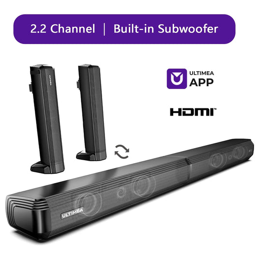 2.2Ch Sound Bar for TV, Built-In Dual Subwoofer, 2 in 1 Separable Bluetooth 5.3 Soundbar , Bassmax Adjustable TV Surround Sound Bar, Hdmi-Arc/Optical/Aux Home Theater Speakers, Wall Mount