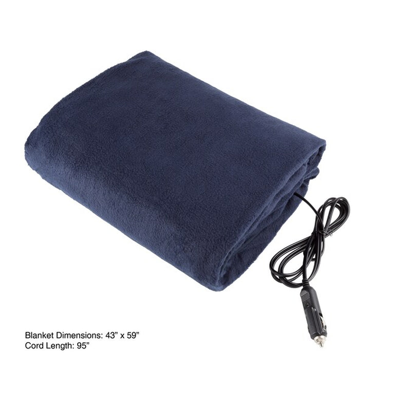 Heated Car Blanket Navy Blue 42-In X 52-In Polyester Heated Blanket