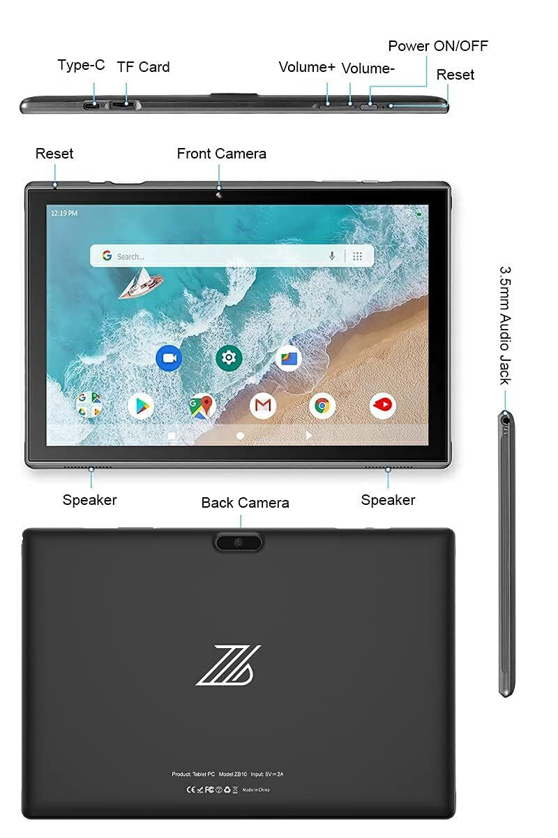 Tablet 10 Inch Android Tablet PC, 10.1 Android 14 Tablets, DDR4 6GB RAM 32GB ...