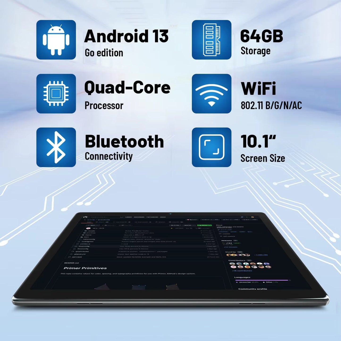 10 Inch Android Tablet Quad-Core 6GB RAM 64GB ROM to 128GB 5MP+8MP Dual Camera HD IPS Display Wifi Bluetooth PC Pad Tablets