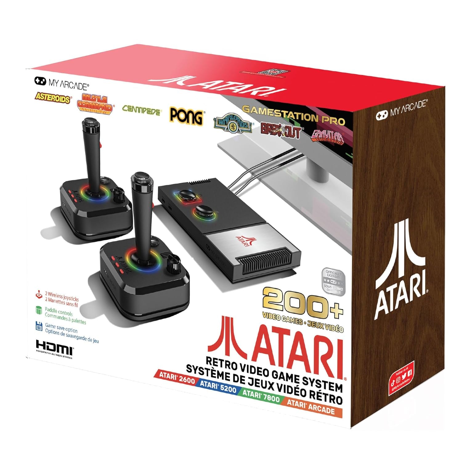 Atari Game Station Pro: Retro Video Game Console with 200+ Games, Wireless Joysticks, RGB LED Lights