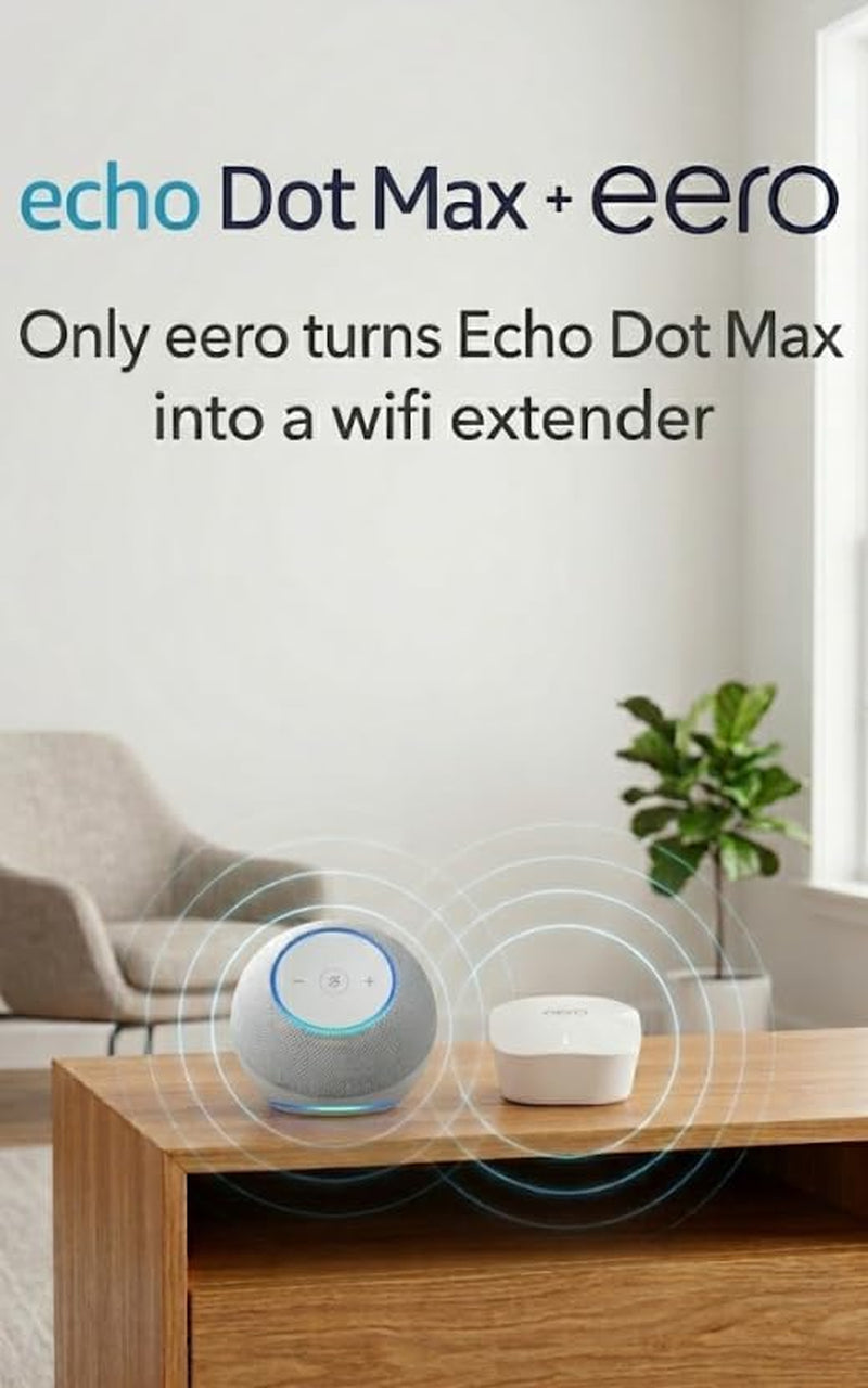 Echo Dot Max (Newest Model), Alexa Speaker with Room-Filling Sound and Nearly 3X Bass, Great for Living Rooms and Medium-Sized Spaces, Designed for Alexa+, Graphite