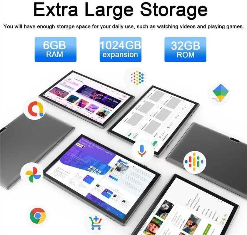 Android 14 Tablet, 10 Inch 2 in 1 Tablets with Keyboard, Mouse, Case, Stylus, 32GB ROM+6GB RAM/1TB Expendable, 8MP Cameras, 1.8Ghz Quad-Core Processor, 6000Mah Battery, 1280*800 FHD 10'' Tablet