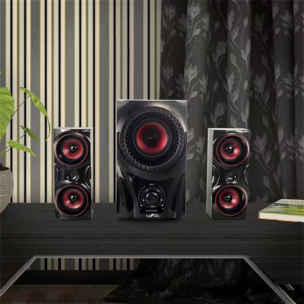2.1 Channel Surround Sound Bluetooth Speaker System in Red