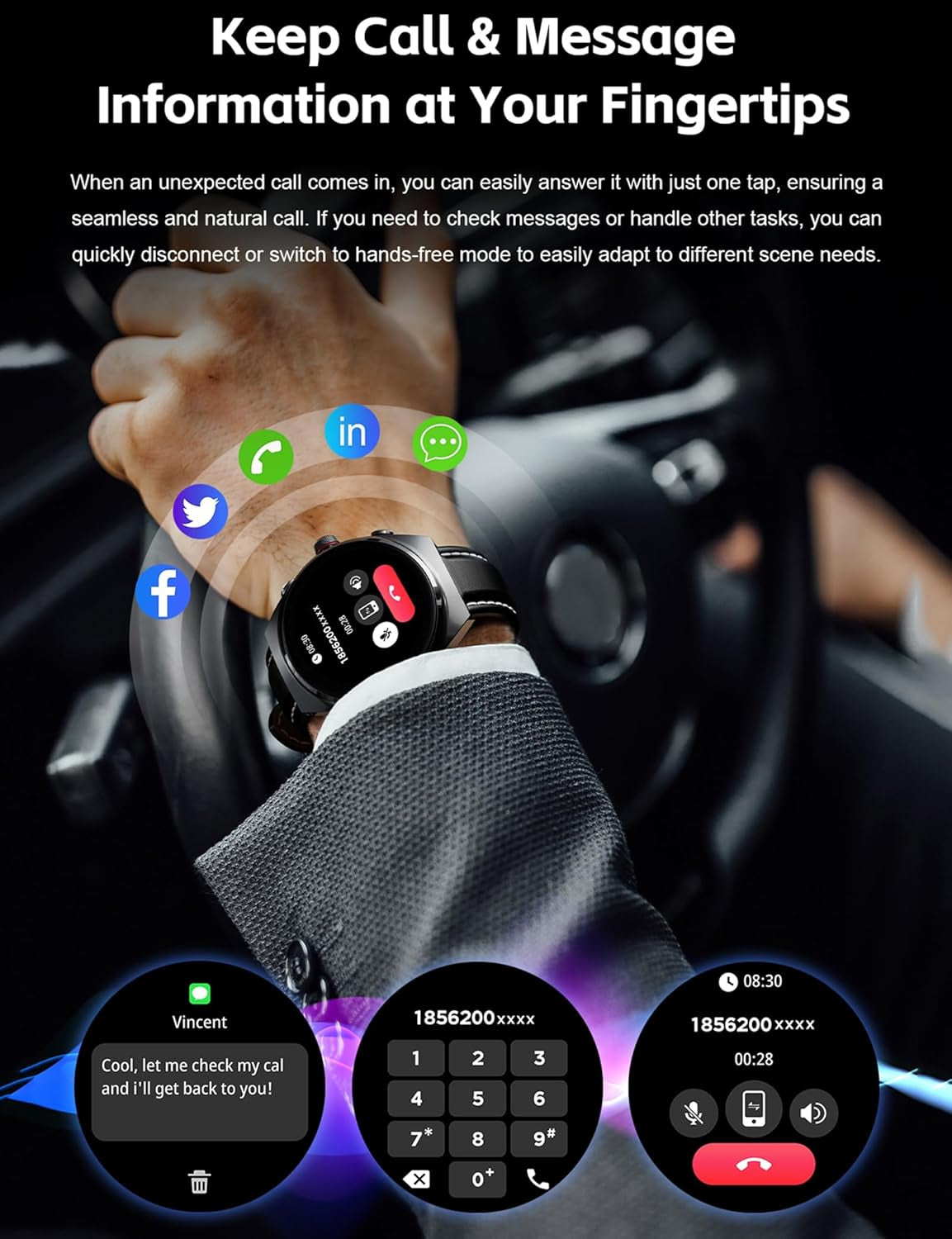 Smart Watch with Earbuds for Android Iphone,Round 1.53”HD Big Screen (Make/Answer Calls) Fitness Tracker,All-In-One Smartwatches Long Time Standby TWS Music Watch for Men Women