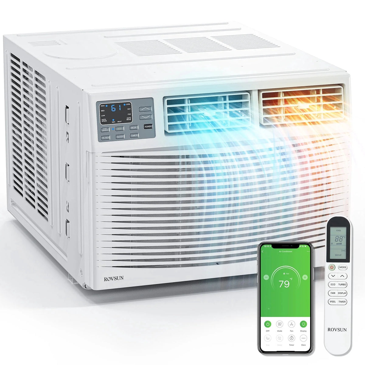 Window Air Conditioner with Heat, 8000 BTU Window AC Unit & Heater Combo with APP & Voice Smart Control, Timer Function & Easy Installation Kit, 115V/60Hz