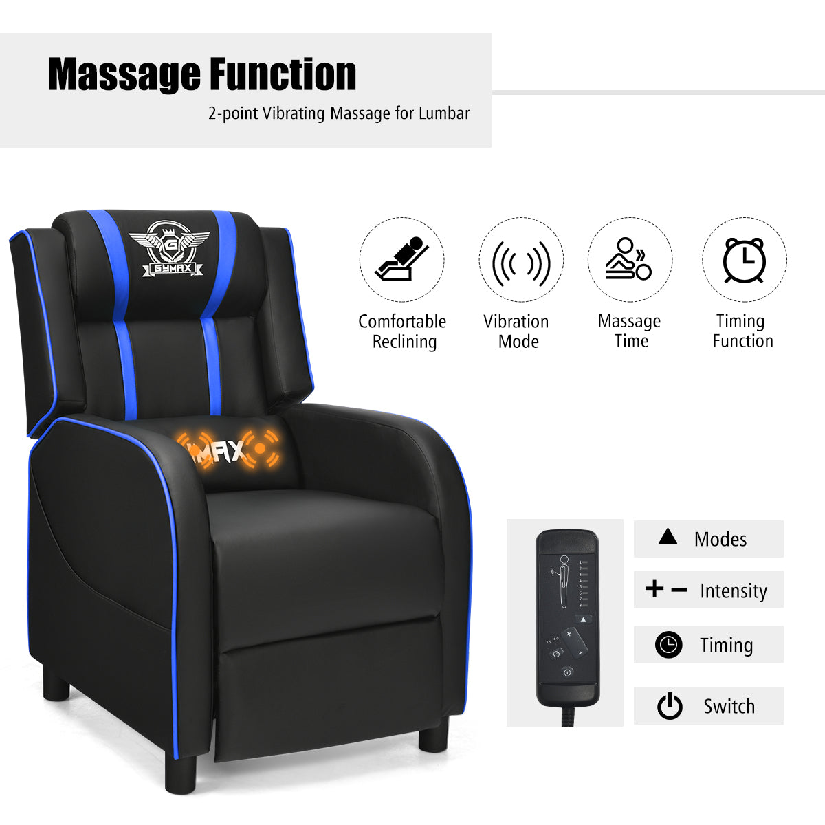 Massage Gaming Recliner Chair Racing Single Lounge Sofa Home Theater Seat