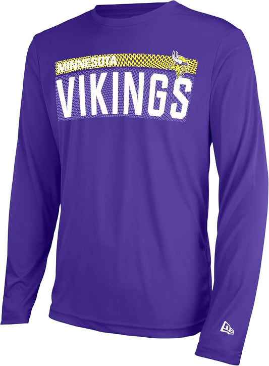 NFL Men'S Grids Dri-Tek Cool Heathered Grey Long Sleeve T-Shirt, Adult Football Tagless T-Shirt