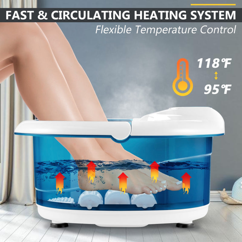 Foot Spa Tub with Bubbles and Electric Massage Rollers for Home Use