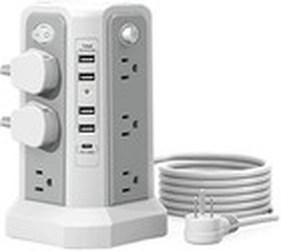 Surge Protector Tower with USB C, 10FT Cord, Power Strip - Black, 1 Pc