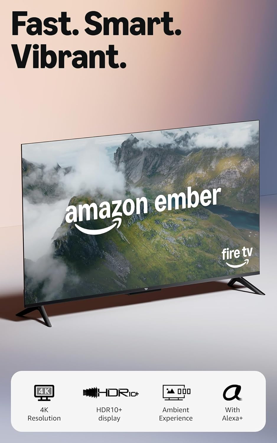 Ember 55" 4-Series with Fire TV (Newest Model), 4K Ultra HD Smart TV with Alexa Remote, HDR10+, Fast Processor, Dolby Audio, Ambient Experience, Free and Live TV, Find Shows Faster with Alexa+