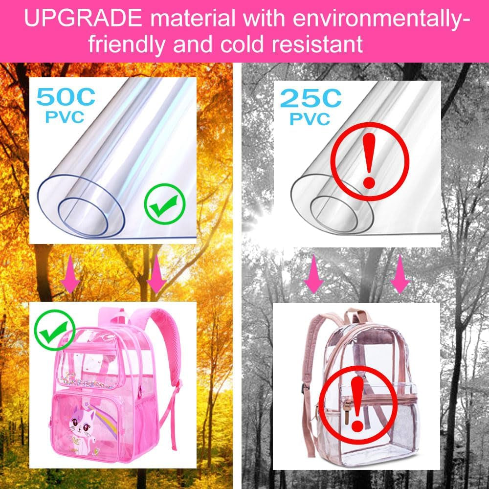 3PCS Clear Backpack for Girls and Boys, Kids See through Backpacks Stadium Approved, Transparent Bookbag for Elementary