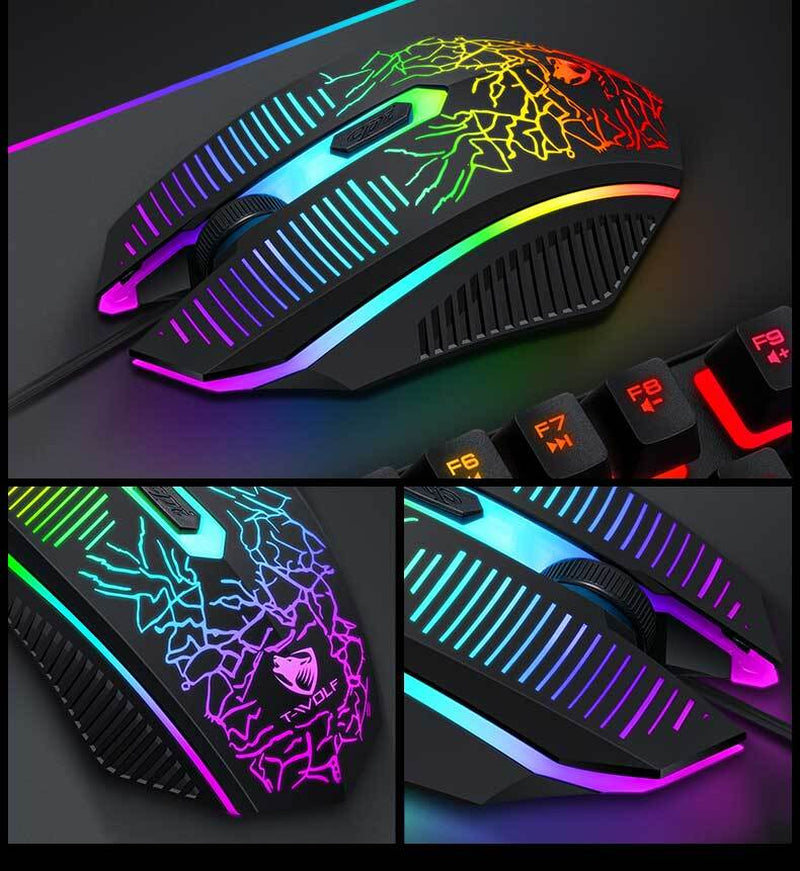 RGB PC Gaming Keyboard Mouse & Headset Set LED Gamer Bundle Mechanical Kits 4IN1