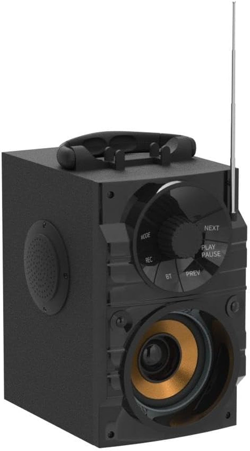 Portable Big Bluetooth Speakers with Light, Wireless with Subwoofer, FM Radio, LED Lights, EQ, Booming Bass, Bluetooth 4.2 Stereo Loud Outdoor/Indoor Retro, for Home, Camping, Travel, Black