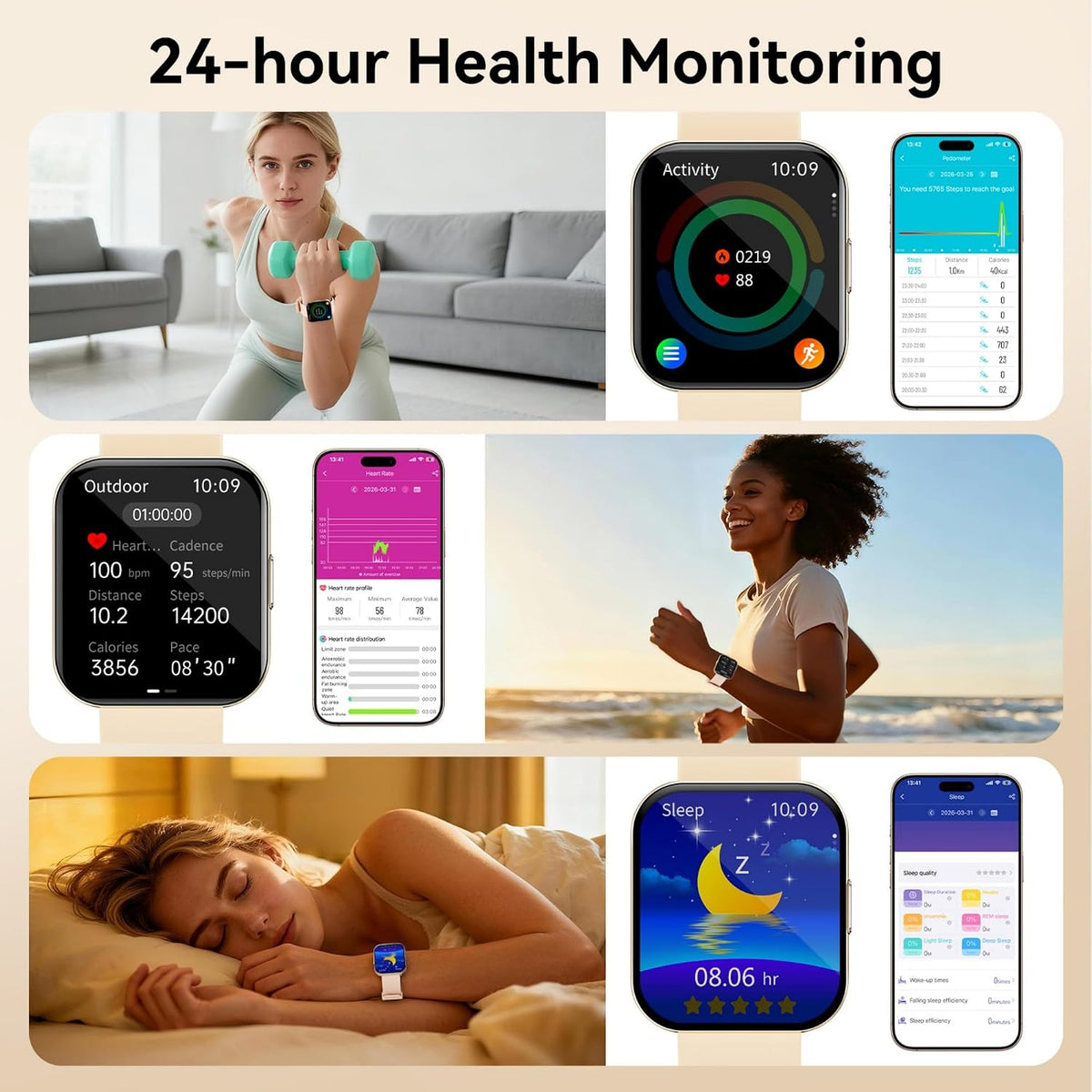 Ultra-Thin Aluminum Smart Watches for Wome (C-Gold)