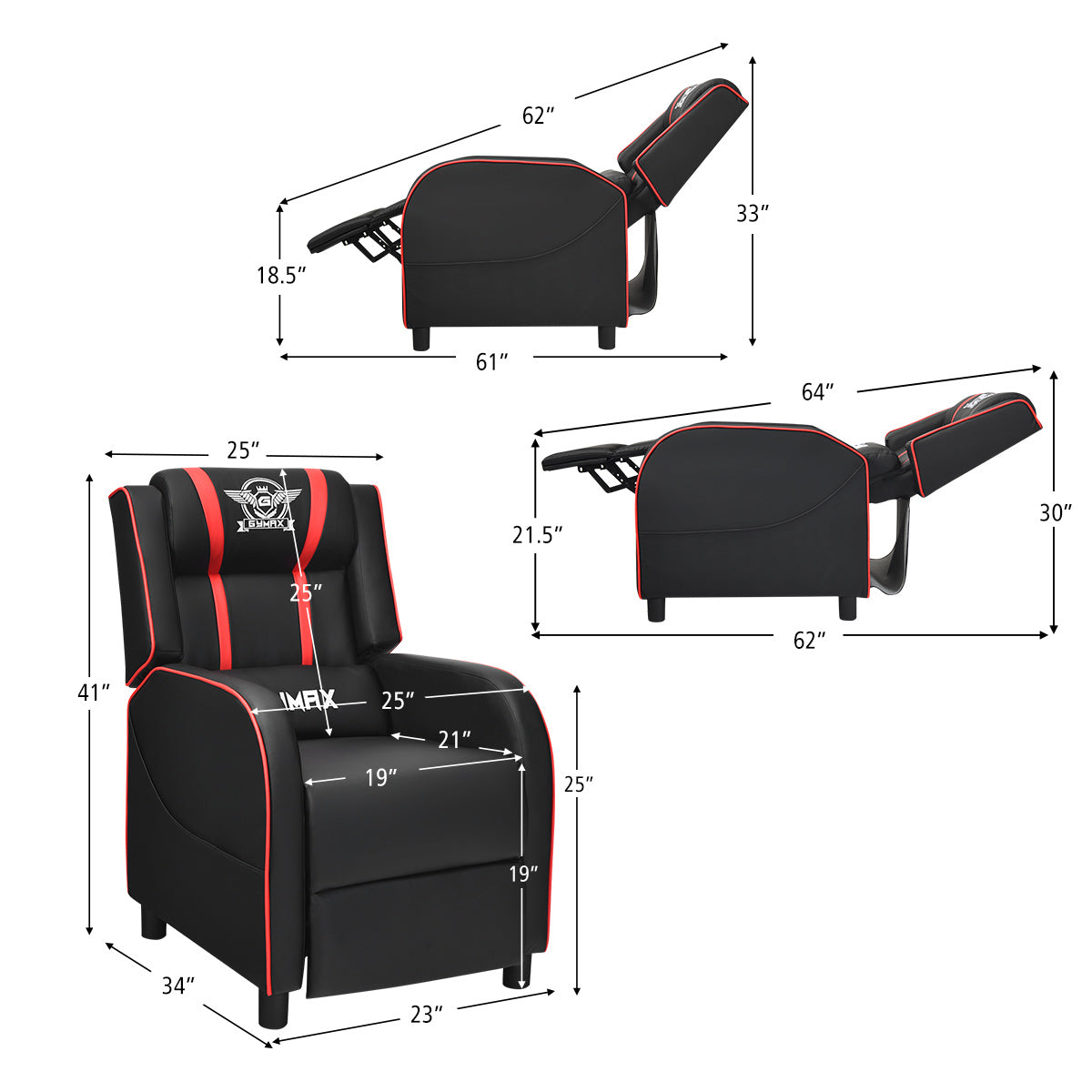 Massage Gaming Recliner Chair Racing Single Lounge Sofa Home Theater Seat