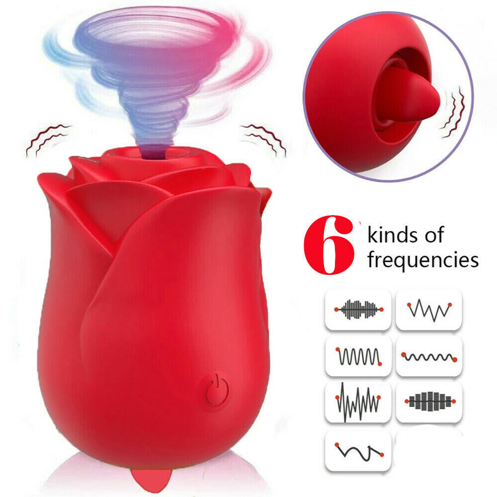 Rose Suction Vibrator Sucking Breast Pump Women Toy Nipple Sucker Rechargeable