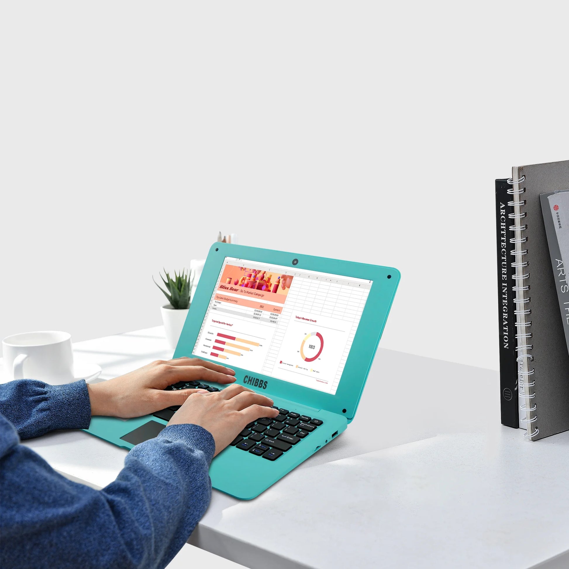 T&C Laptop Computer-10.1" Inch Kids Laptop Powered by Android 7.1.1 OS, 2Gb Ram +32Gb, Bluetooth, Wi-Fi- Blue
