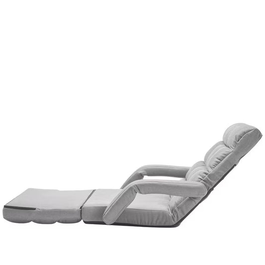 Floor Chair, Floor Gaming Chair with 5 Adjustable Position and Back Support, Folding Sofa Chair, Gray Cushion