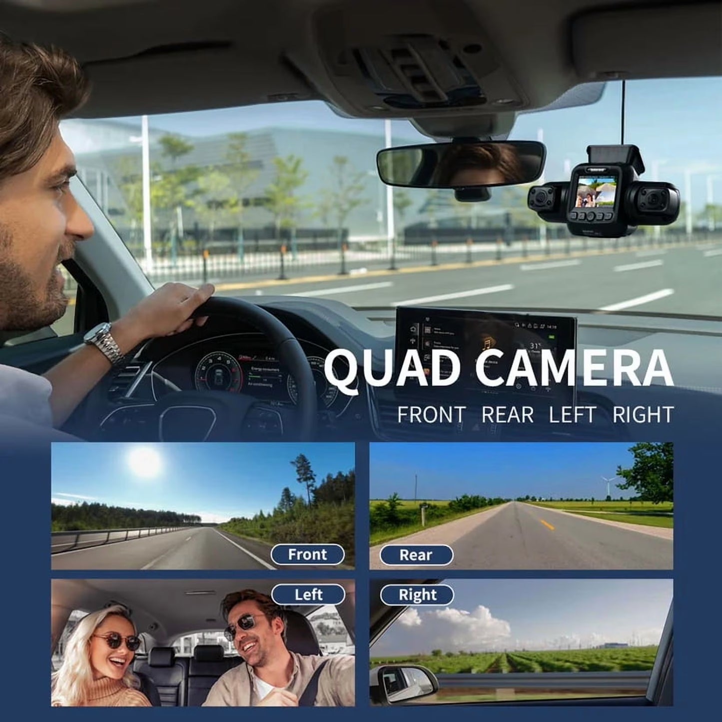 360° View Dash Cam 4 Channel Front and Rear Dash Car Camera with CPL GPS Wifi Night Vision Dashcam Auto 128G