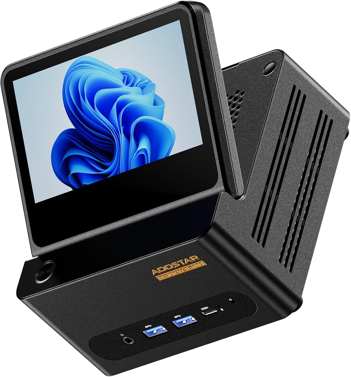 G-FLIP Mini PC, AMD Ryzen 7 H255, 5-Inch Foldable Touchscreen, Barebone Mini Computer, Dual USB4, Oculink, Dual 2.5Gbe LAN, 2× DDR5 Slots, 2× M.2 Nvme Slots, No RAM/SSD/OS